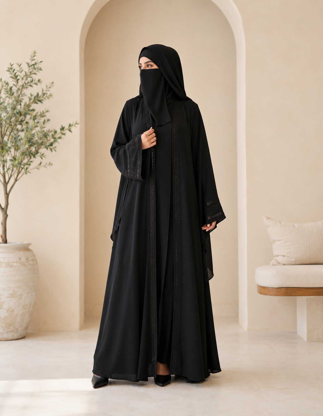 Elegant Front Open Burqa
